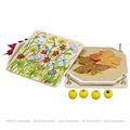 Wooden puzzle with floral design and additional wooden pieces on a white background