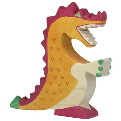 Colorful dinosaur toy figure on a white background