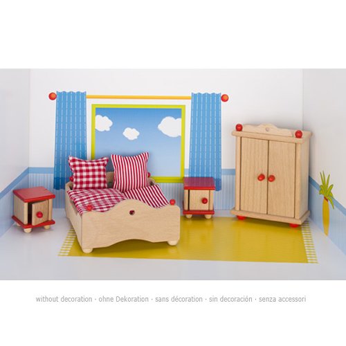 Children's bedroom set with bed, wardrobe, and nightstands on a white background