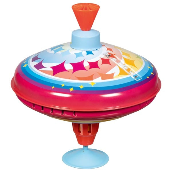 Colorful toy spinning top with a white background