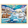 Polar bear and seal puzzle with a wooden frame
