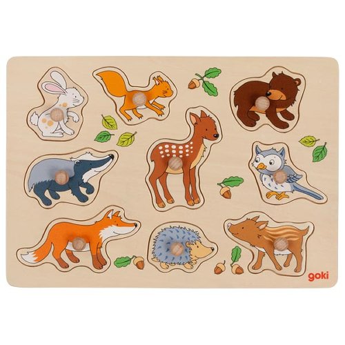 Goki Lift Out Puzzle - Forest Animals 9 Pieces