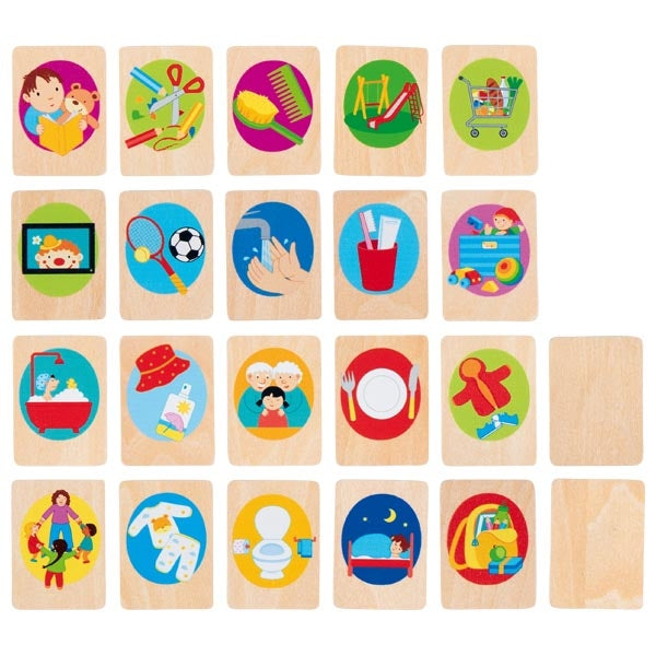 Daily Routine Cards for Children with Wooden Card Holder