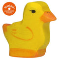 Yellow duck with an orange beak on a white background