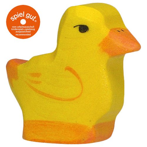 Yellow duck with an orange beak on a white background