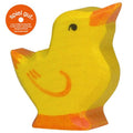 Yellow rubber duck with orange beak and feet on a white background