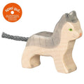 Wooden cat figurine on a white background