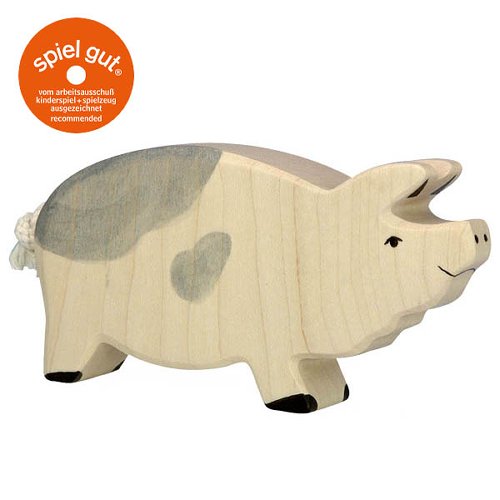 Wooden pig on a white background