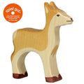 Wooden deer figure on a white background