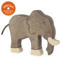 Wooden elephant toy on a white background