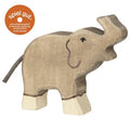 Wooden elephant toy on a white background