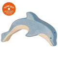 Blue dolphin figurine on a white background