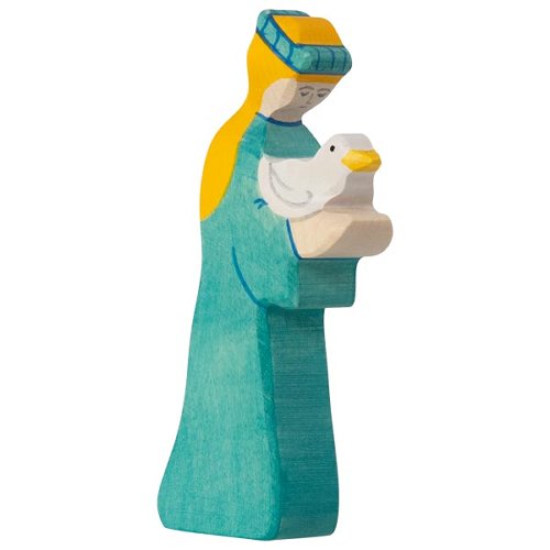 Statue of a woman holding a dove on a white background