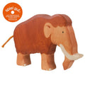 Wooden toy elephant on a white background
