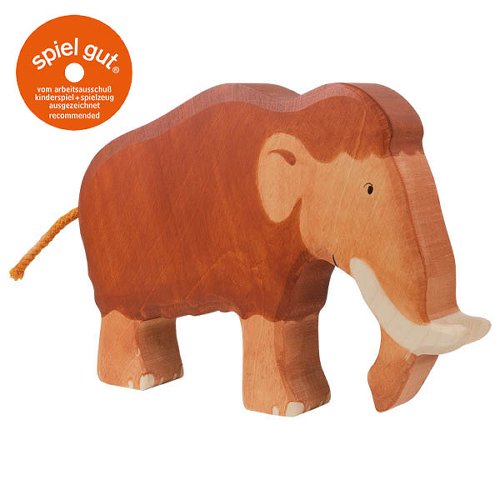 Wooden toy elephant on a white background