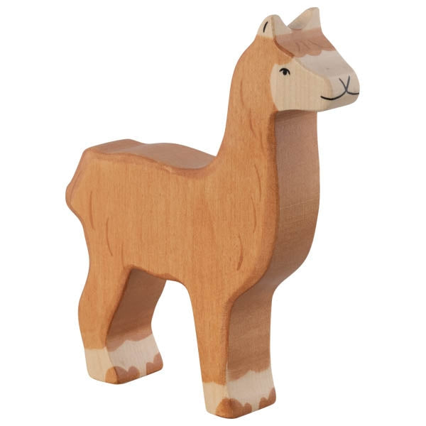 Wooden llama toy on a white background
