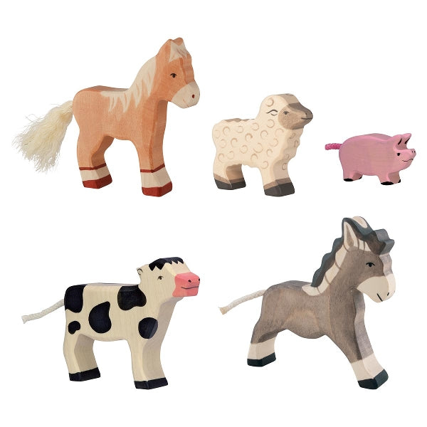 Farm Animals, Set of 5 Wooden Figures