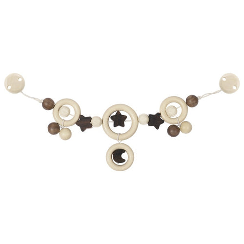 Decorative garland with star and moon shapes on a white background